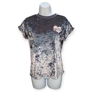 Cold Crush Gray Crushed Velvet Tee sz XS